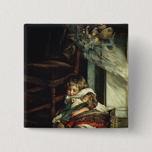 Kinderen dromen van speelgoed vierkante button 5,1 cm (Voorkant)