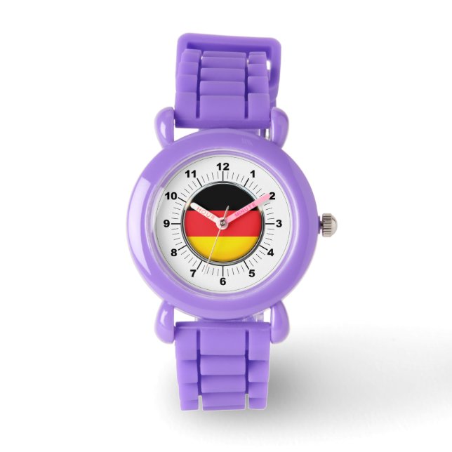 Kinderen Duitse vlag Rode Glitter Strap Horloge (Voorkant)