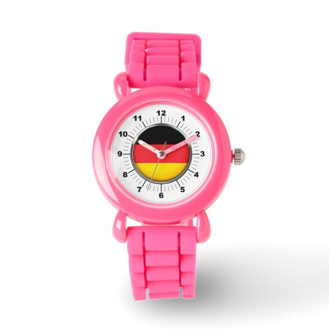 Kinderen Duitse vlag Roze Glitter Strap Horloge (Voorkant)