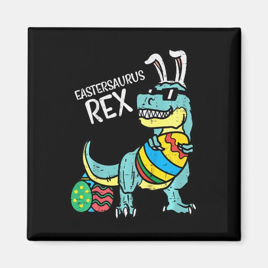 Kinderen Eastersaurus Rex Pasen Trex Konijn Peuter Magneet (Voorkant)