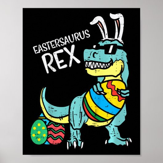 Kinderen Eastersaurus Rex Pasen Trex Konijn Peuter Poster (Voorkant)
