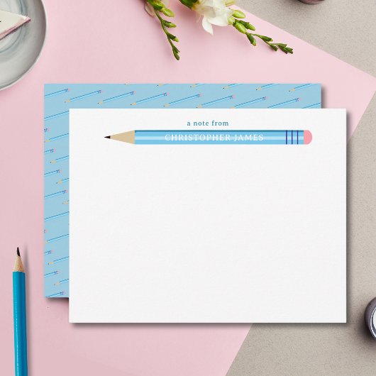 Kinderen Een briefje van Potlood Plat Notitiekaart Notitiekaartje