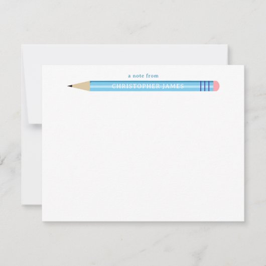 Kinderen Een briefje van Potlood Plat Notitiekaart Notitiekaartje (Voorkant)