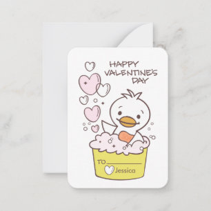 Kinderen Eend Bubbelbad Hartjes Valentijnsdag Klas Notitiekaartje