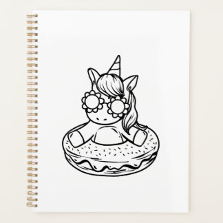 Kinderen Eenhoorn In Een Donut Om Te Kleuren Verf  Planner