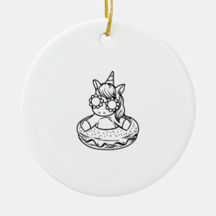 Kinderen Eenhoorn In Een Donut Voor Kleuren Schild Keramisch Ornament