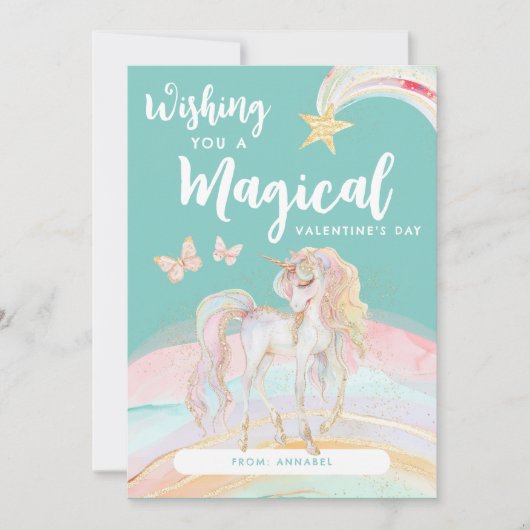 Kinderen Eenhoorn Magische Valentijn Feestdagenkaart (Voorkant)