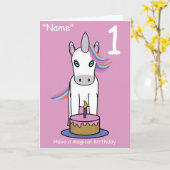 Kinderen Eenhoorn Verjaardag Kaart Leeftijd Elke N (Gele Bloem)