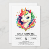 Kinderen Eenhoorn Verjaardagsvreugde Kaart (Voorkant / Achterkant)