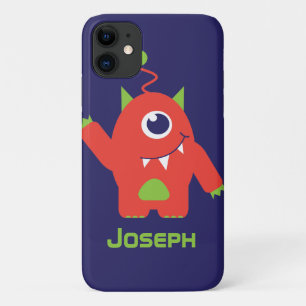 Kinderen eenogige alien oranje en blauwe naam iPhone 11 hoesje