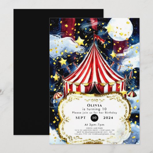 Kinderen Eenvoudig Circus Verjaardag Kaart (Voorkant / Achterkant)