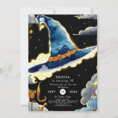 Kinderen eenvoudige magische tovenaar verjaardag kaart (Voorkant)