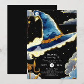 Kinderen eenvoudige magische tovenaar verjaardag kaart (Voorkant / Achterkant)