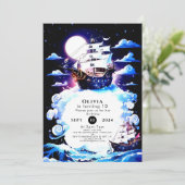 Kinderen Eenvoudige Ship Pirate Verjaardag Kaart (Staand voorkant)