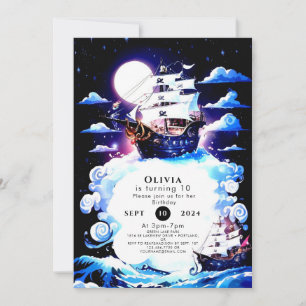 Kinderen Eenvoudige Ship Pirate Verjaardag Kaart