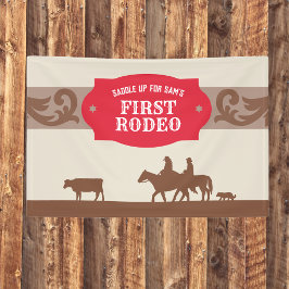 Kinderen Eerst Rodeo Rode Western Verjaardagsfeest Spandoek