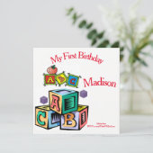 kinderen eerste baby verjaardagsuitnodiging kaart (Staand voorkant)