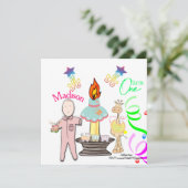 kinderen eerste baby verjaardagsuitnodiging kaart (Staand voorkant)