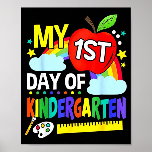 Kinderen eerste dag kleuterschool grappig kleurrij poster (Voorkant)