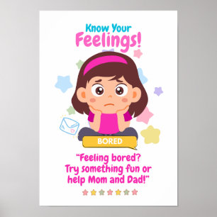 Kinderen Emotie Met Gevoel Van Verveling Poster