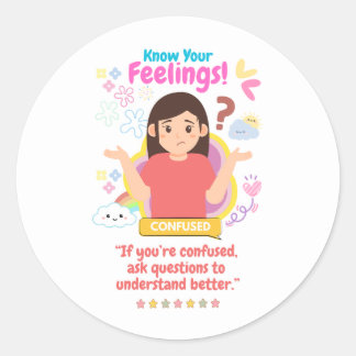 Kinderen Emotie Met Verwarring Ronde Sticker
