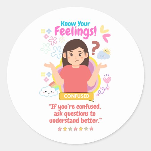 Kinderen Emotie Met Verwarring Ronde Sticker (Voorkant)
