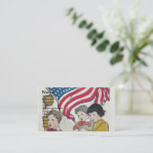 kinderen en Amerikaanse Falg Visitekaartje (Staand voorkant)