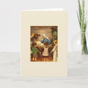 kinderen en Baby Jesus Kerst Kaart