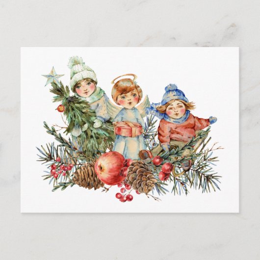  kinderen en de kerstangel feestdagenkaart (Voorkant)
