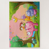 Kinderen en dieren illustratie  legpuzzel (Verticaal)