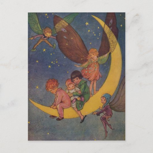Kinderen en Fairies Ride the Moon, Briefkaart (Voorkant)