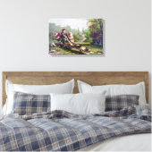 Kinderen en Hond Chasing a Rabbit Painting Canvas Afdruk (Insitu (Slaapkamer))