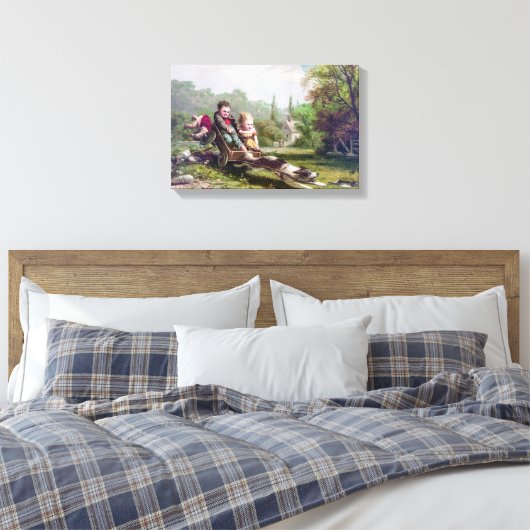 Kinderen en Hond Chasing a Rabbit  Painting Canvas Afdruk (Insitu (Slaapkamer))