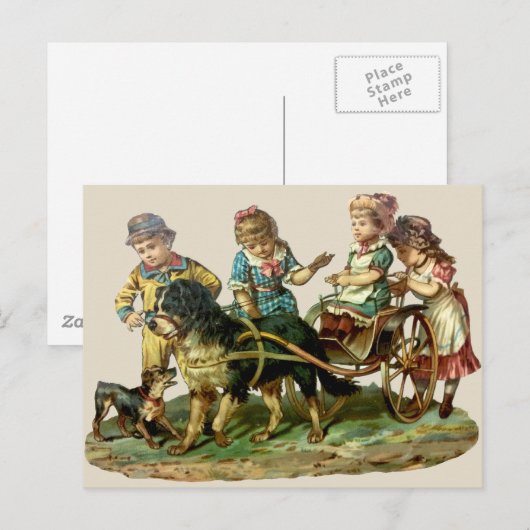  kinderen en honden briefkaart (Voorkant / Achterkant)