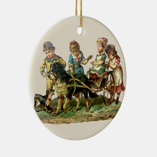  kinderen en honden keramisch ornament (Rechts)