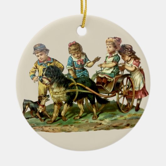  kinderen en honden keramisch ornament (Voorkant)