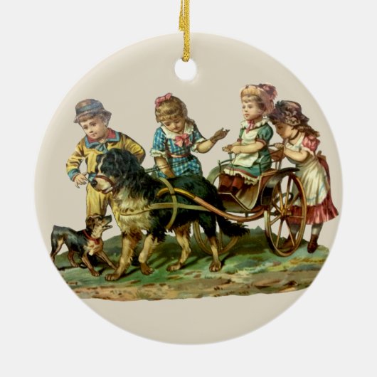  kinderen en honden keramisch ornament (Achterkant)