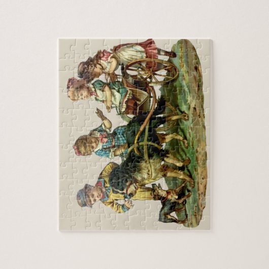  kinderen en honden legpuzzel (Verticaal)