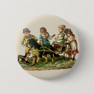  kinderen en honden ronde button 5,7 cm