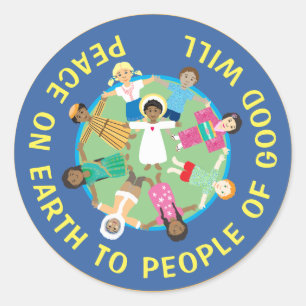 Kinderen en Jesus Vrede Keramisch Ornament Ronde Sticker
