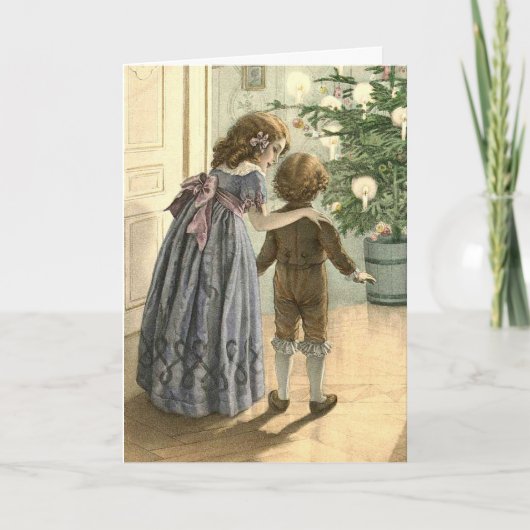  kinderen en Kaart met kerstbomen (Voorkant)
