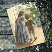  kinderen en Kaart met kerstbomen