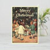 kinderen en kerstbomen feestdagenkaart (Staand voorkant)