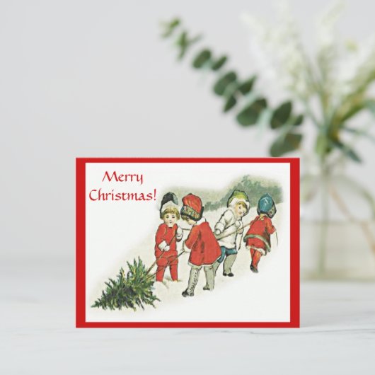  kinderen en kerstboom Briefkaarten (Staand voorkant)