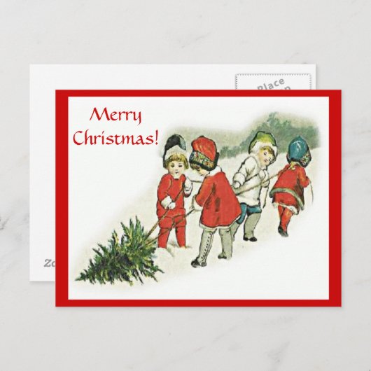 kinderen en kerstboom Briefkaarten (Voorkant / Achterkant)