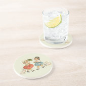  kinderen en konijnen zandsteen onderzetter (Zijkant)