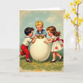 Kinderen En Kuikentje Scènekaart Kaart (Gele Bloem)