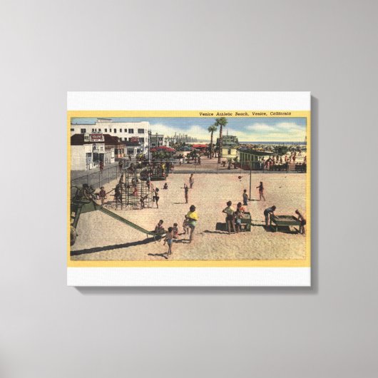 Kinderen en Moms bij het Athletic Beach Venice Canvas Afdruk (Voorkant)