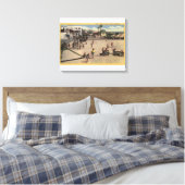 Kinderen en Moms bij het Athletic Beach Venice Canvas Afdruk (Insitu (Slaapkamer))