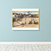 Kinderen en Moms bij het Athletic Beach Venice Canvas Afdruk (Insitu (Houten vloer))